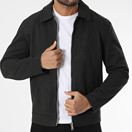 Frilivin - Chaqueta con cremallera negra jaspeada