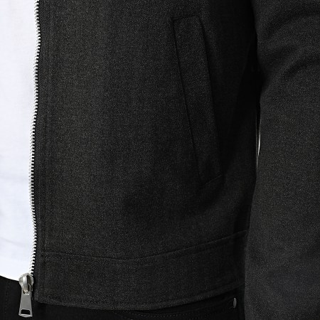 Frilivin - Chaqueta con cremallera negra jaspeada