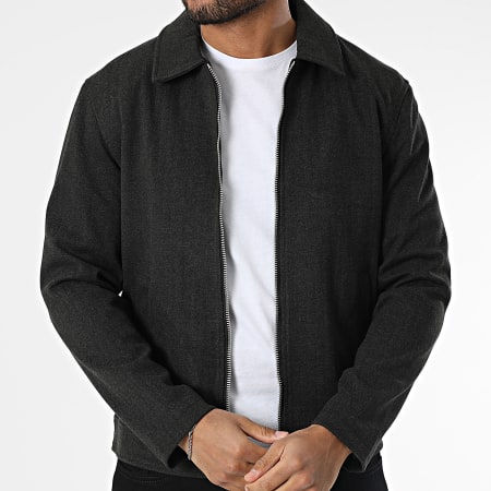 Frilivin - Chaqueta con cremallera negra jaspeada