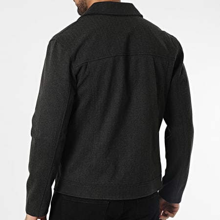 Frilivin - Chaqueta con cremallera negra jaspeada