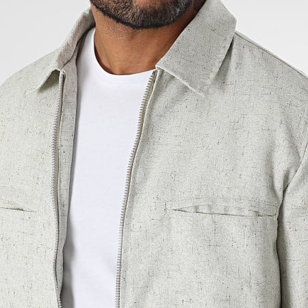 Frilivin - Conjunto de chaqueta y pantalón beige jaspeado con cremallera