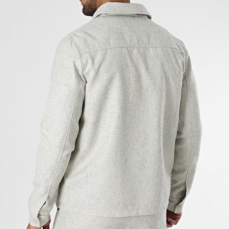 Frilivin - Conjunto de chaqueta y pantalón beige jaspeado con cremallera