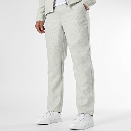 Frilivin - Conjunto de chaqueta y pantalón beige jaspeado con cremallera