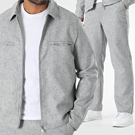 Frilivin - Ensemble Veste Zippée Et Pantalon Gris Chiné