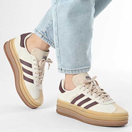 Adidas Originals - Baskets Femme Gazelle Bold W JQ5127 Crew White Maroon Magic Beige