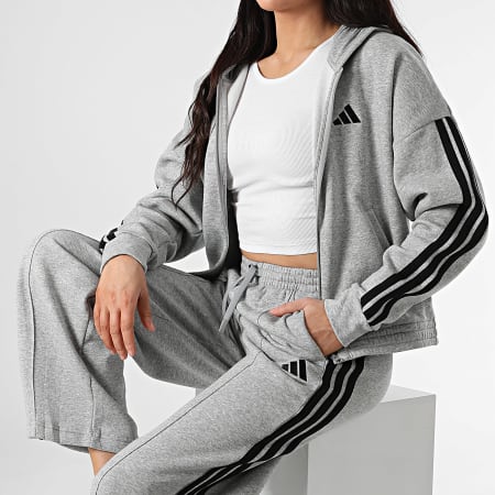 Adidas Sportswear - Ensemble De Survetement A Bandes Femme Energize JD2661 Gris Clair Chiné