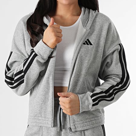 Adidas Sportswear - Ensemble De Survetement A Bandes Femme Energize JD2661 Gris Clair Chiné