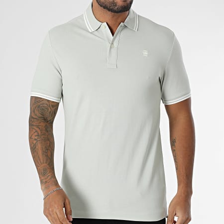 G-Star - Polo Manches Courtes Dunda Slim Stripe D17127-5864 Vert Clair