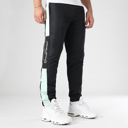 Sergio Tacchini - Pantalon Jogging A Bandes Abita 40814 Noir Vert Clair