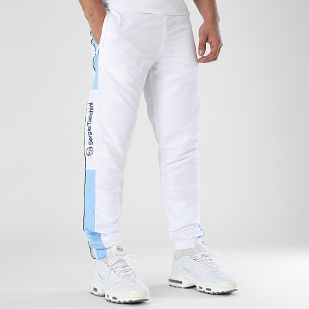 Sergio Tacchini - Pantalon Jogging A Bandes Abita 40814 Blanc Bleu Clair