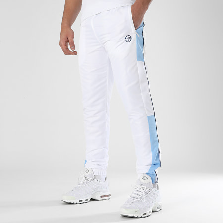 Sergio Tacchini - Pantalon Jogging A Bandes Abita 40814 Blanc Bleu Clair