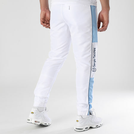 Sergio Tacchini - Pantalon Jogging A Bandes Abita 40814 Blanc Bleu Clair