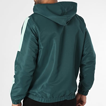 Sergio Tacchini - Veste Zippée Capuche A Bandes Prannie 40846 Vert Foncé Beige