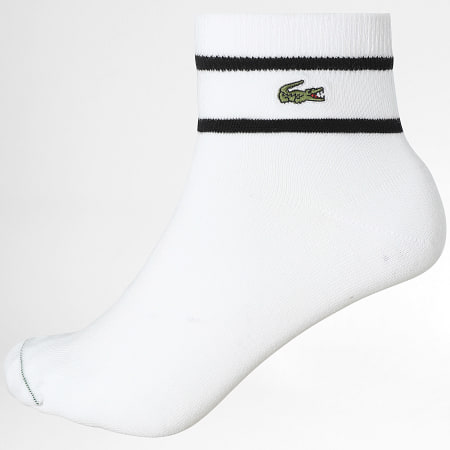Lacoste - Lot De 2 Paires De Chaussettes Logo Brodé Crocodile Blanc