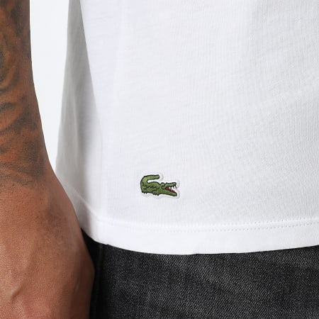 Lacoste - Lot De 3 Tee Shirts Logo Brodé Crocodile Noir Blanc Gris Chiné