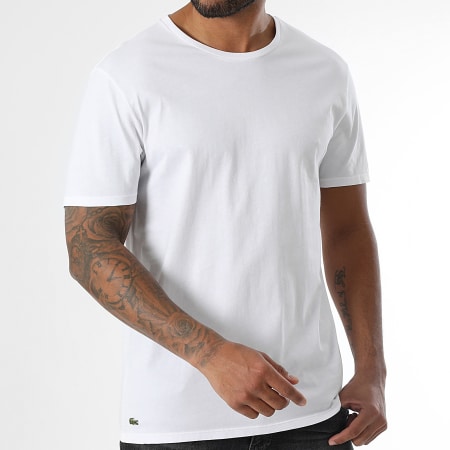 Lacoste - Lot De 3 Tee Shirts Logo Brodé Crocodile Noir Blanc Gris Chiné
