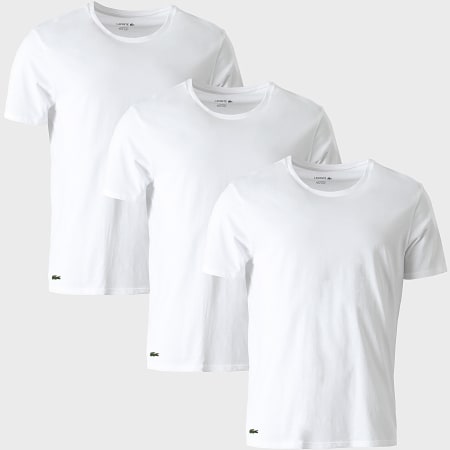 Lacoste - Lot De 3 Tee-Shirts Logo Brodé Crocodile Blanc