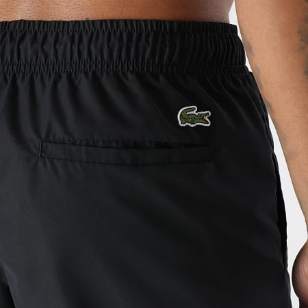 Lacoste - Short De Bain Court Imprimé Crocodile Noir