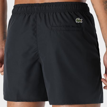 Lacoste - Short De Bain Court Imprimé Crocodile Noir