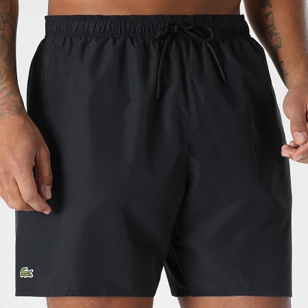 Lacoste - Short De Bain Logo Crocodile Noir