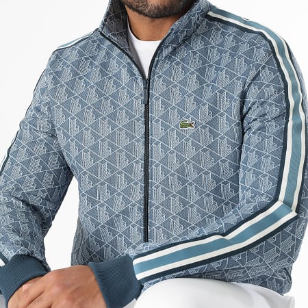 Lacoste - Veste Zippée Logo Brodé Crocodile The Blend Regular Fit Bleu Marine