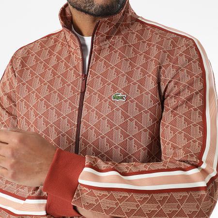 Lacoste - Veste Zippée Logo Brodé Crocodile The Blend Regular Fit Rouge Brique