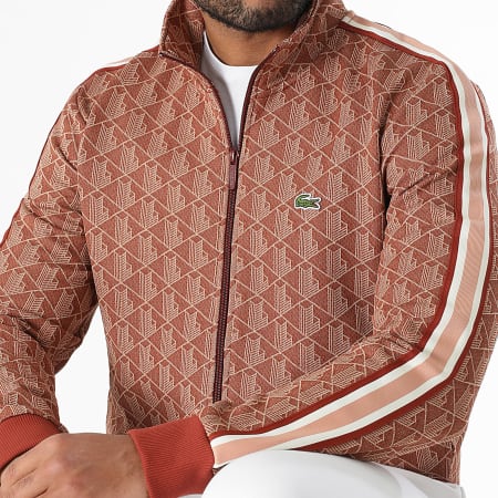Lacoste - Veste Zippée Logo Brodé Crocodile The Blend Regular Fit Rouge Brique