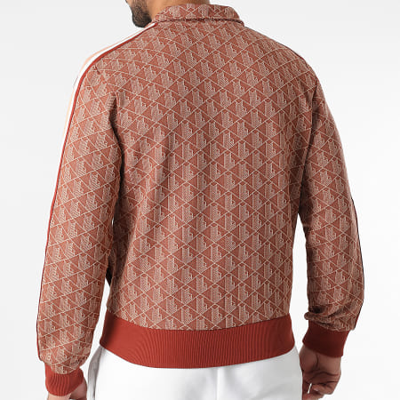 Lacoste - Veste Zippée Logo Brodé Crocodile The Blend Regular Fit Rouge Brique