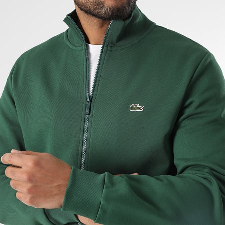 Lacoste - Veste Zippée Logo Brodé Crocodile Vert Foncé