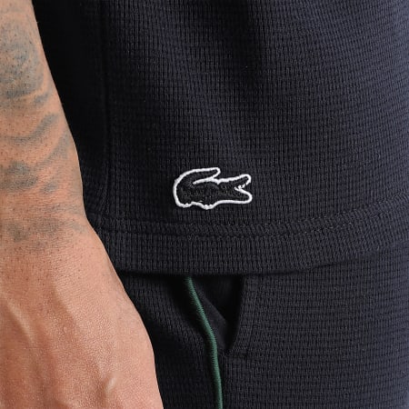 Lacoste - Tee Shirt Oversize Waffle Loungewear Bleu Marine