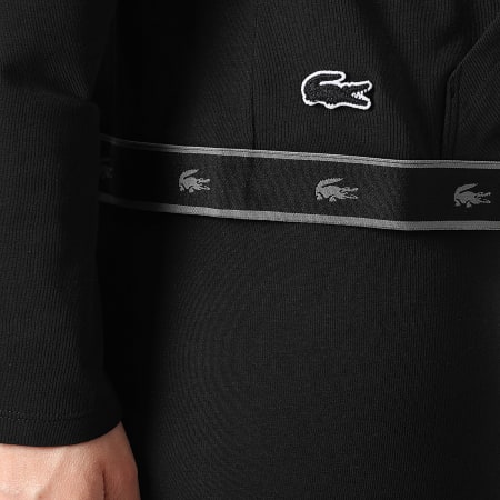 Lacoste - Chaqueta de mujer con capucha y cremallera y logo de cocodrilo Negro