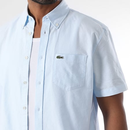 Lacoste - Camisa Manga Corta Logo Cocodrilo Bordado Azul Claro