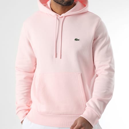 Lacoste - Sudadera con capucha y logo bordado Cocodrilo Classic Fit Rosa