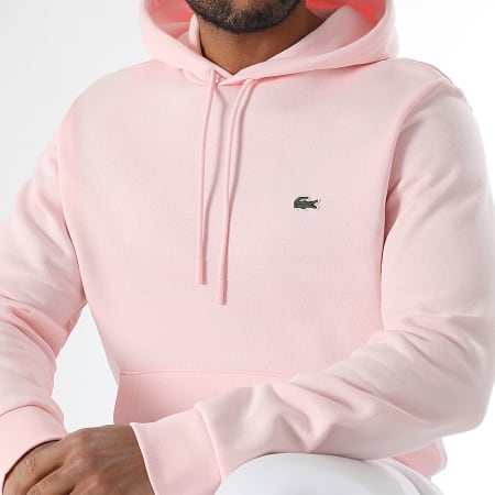 Lacoste - Sudadera con capucha y logo bordado Cocodrilo Classic Fit Rosa