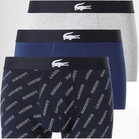Lacoste - Lot De 3 Boxers Classic Bleu Marine Gris Chiné