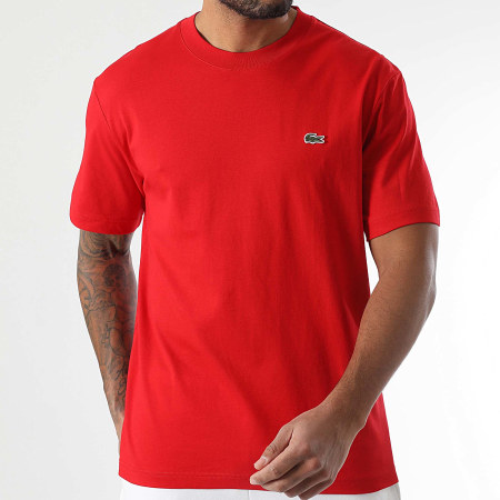 Lacoste - Tee Shirt Regular Fit Logo Crocodile Rouge