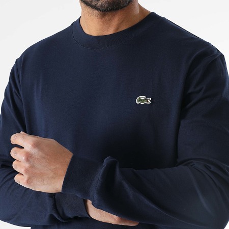 Lacoste - Tee Shirt Manches Longues Logo Brodé Crocodile Classic Fit Bleu Marine