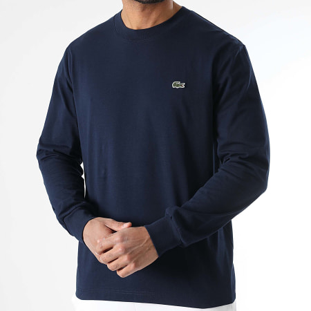 Lacoste - Tee Shirt Manches Longues Logo Brodé Crocodile Classic Fit Bleu Marine