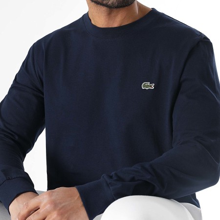 Lacoste - Tee Shirt Manches Longues Logo Brodé Crocodile Classic Fit Bleu Marine