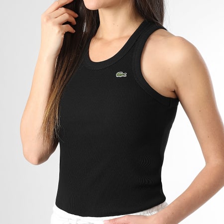 Lacoste - Débardeur Femme Logo Brodé Crocodile Noir