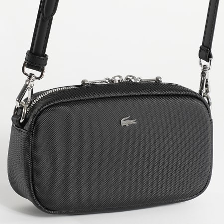 Lacoste - Sac A Main Femme Logo Crocodile Métal Noir
