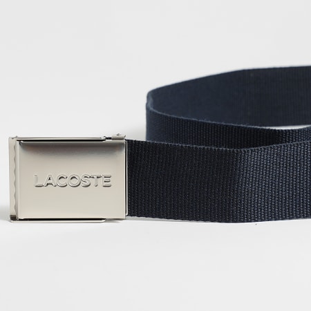 Lacoste - Ceinture Plaque Avec Logo Brodé Crocodile Bleu Marine