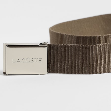 Lacoste - Ceinture Plaque Avec Logo Brodé Crocodile Marron