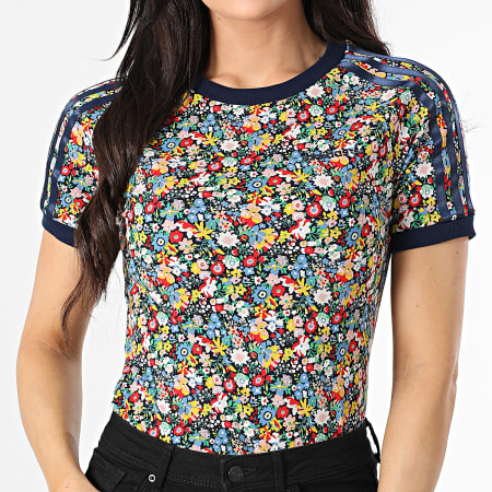 Adidas Originals - Tee Shirt Femme Liberty JC7776 Bleu Marine Rouge Jaune Floral