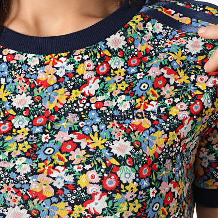 Adidas Originals - Tee Shirt Femme Liberty JC7776 Bleu Marine Rouge Jaune Floral