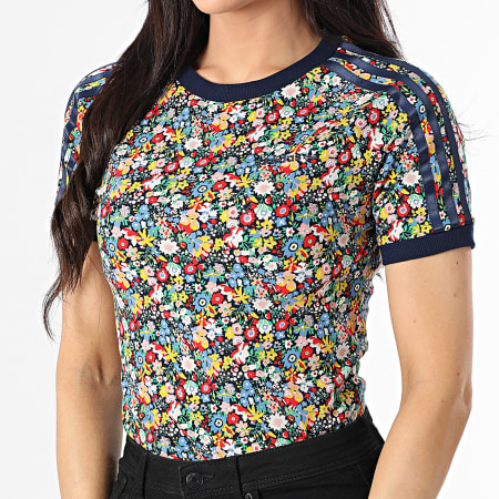 Adidas Originals - Tee Shirt Femme Liberty JC7776 Bleu Marine Rouge Jaune Floral
