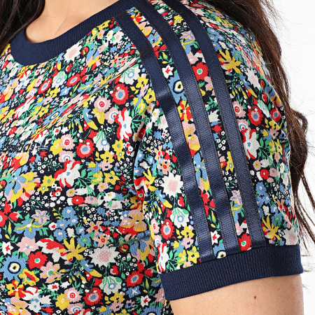 Adidas Originals - Tee Shirt Femme Liberty JC7776 Bleu Marine Rouge Jaune Floral