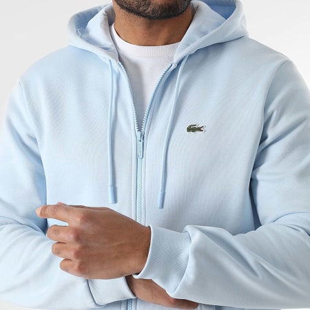 Zip Hoodie Embroidered Logo Crocodile Classic Fit Light Blue