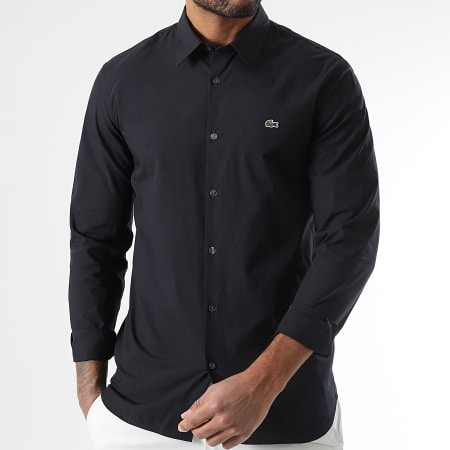Lacoste - Chemise Manches Longues Logo Brodé Crocodile Noir