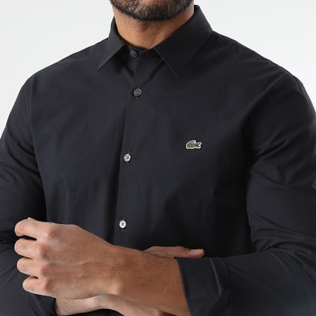Lacoste - Chemise Manches Longues Logo Brodé Crocodile Noir